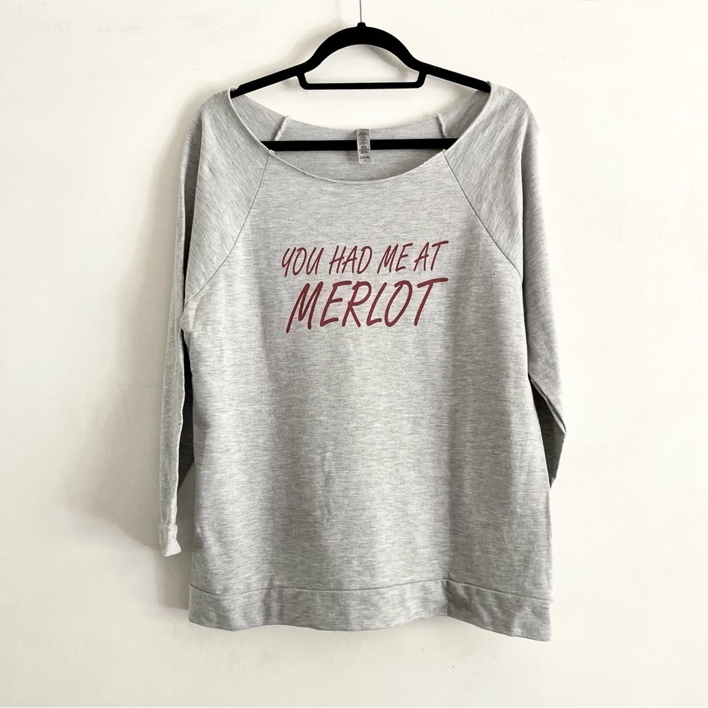 Next Level Apparel Long Sleeve Shirt Merlot Wine Scoop Neck Casual Tee Gray Red